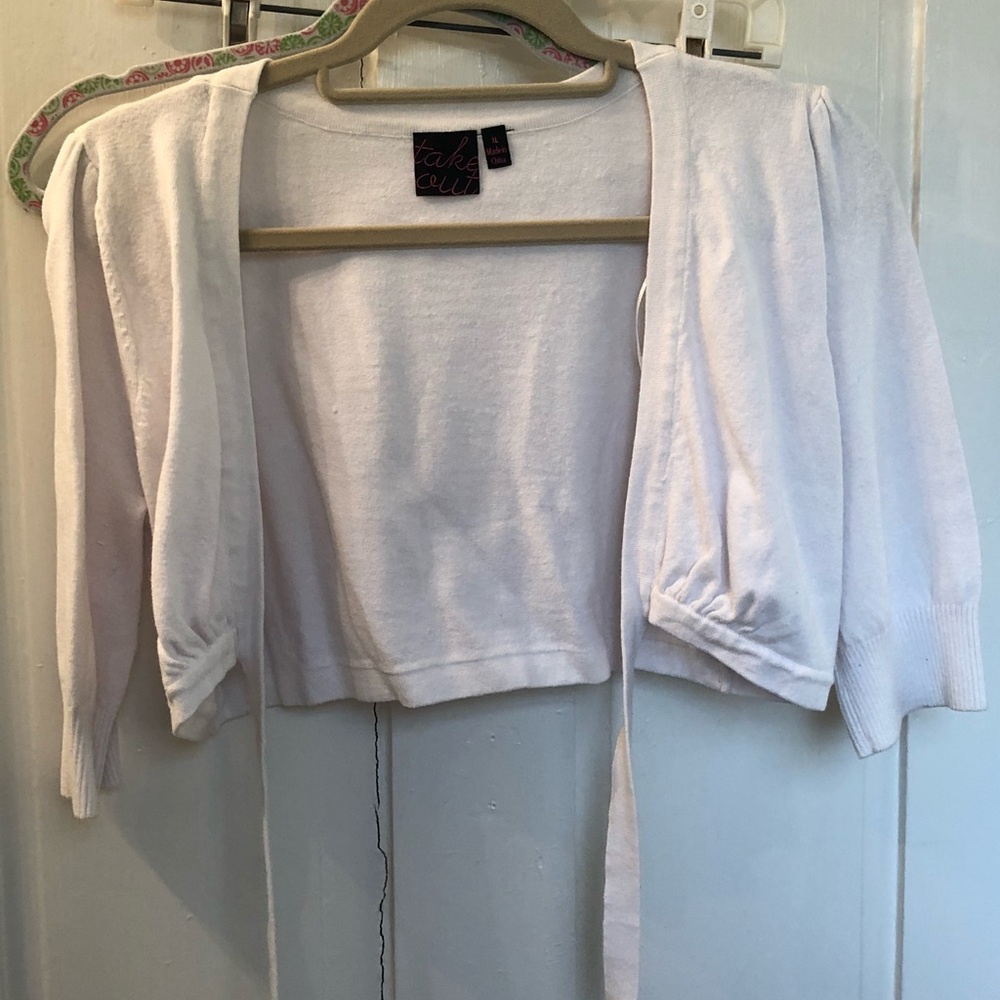 Used - crop white dress cover up